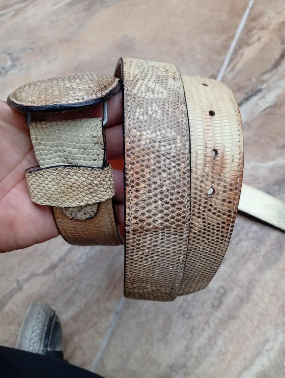 Los Caporales Natural Lizard Cowboy Belt,42